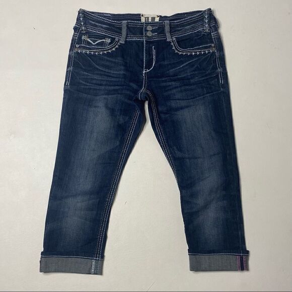 Trademark | Flirty Micro Boot Mid Rise Denim Capri’s - Picture 1 of 5